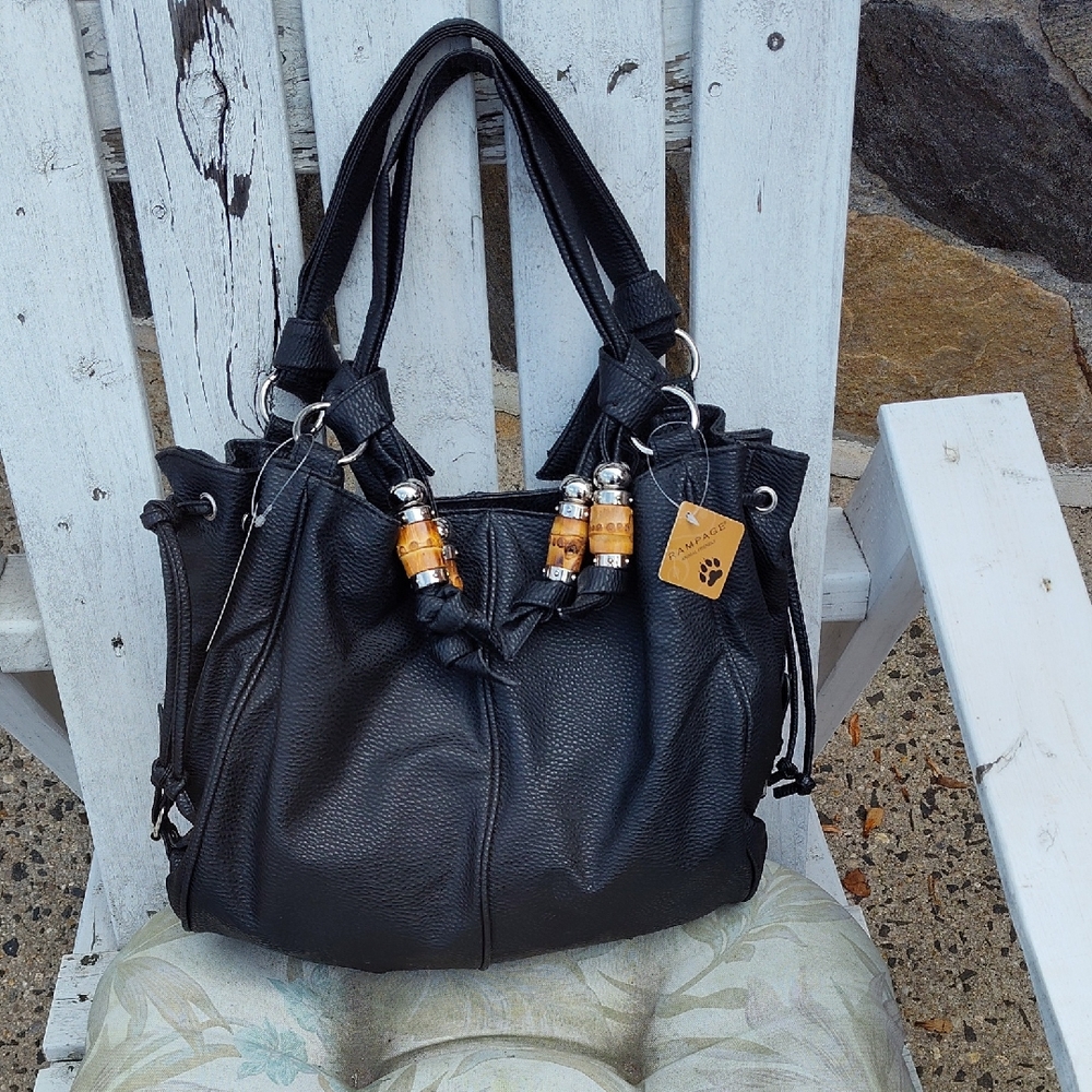 Rampage Alana Black Bamboo Handbag